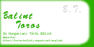 balint toros business card